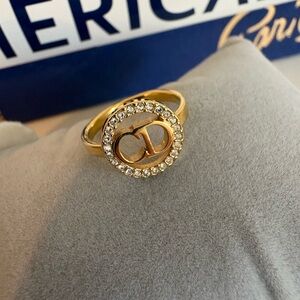 DIOR Clair D Lune gold tone ring with crystals